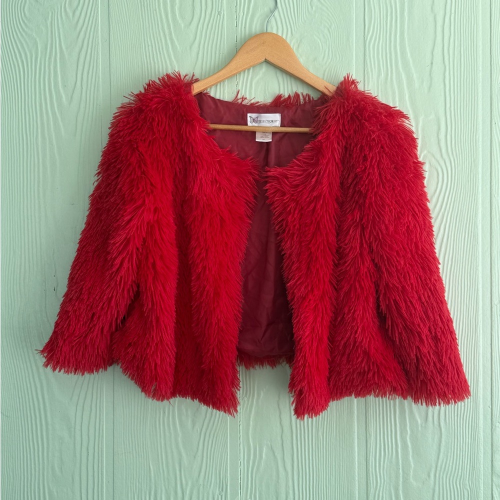 Cotton Emporium Scarlet Faux Fur Coat, Girls Medium